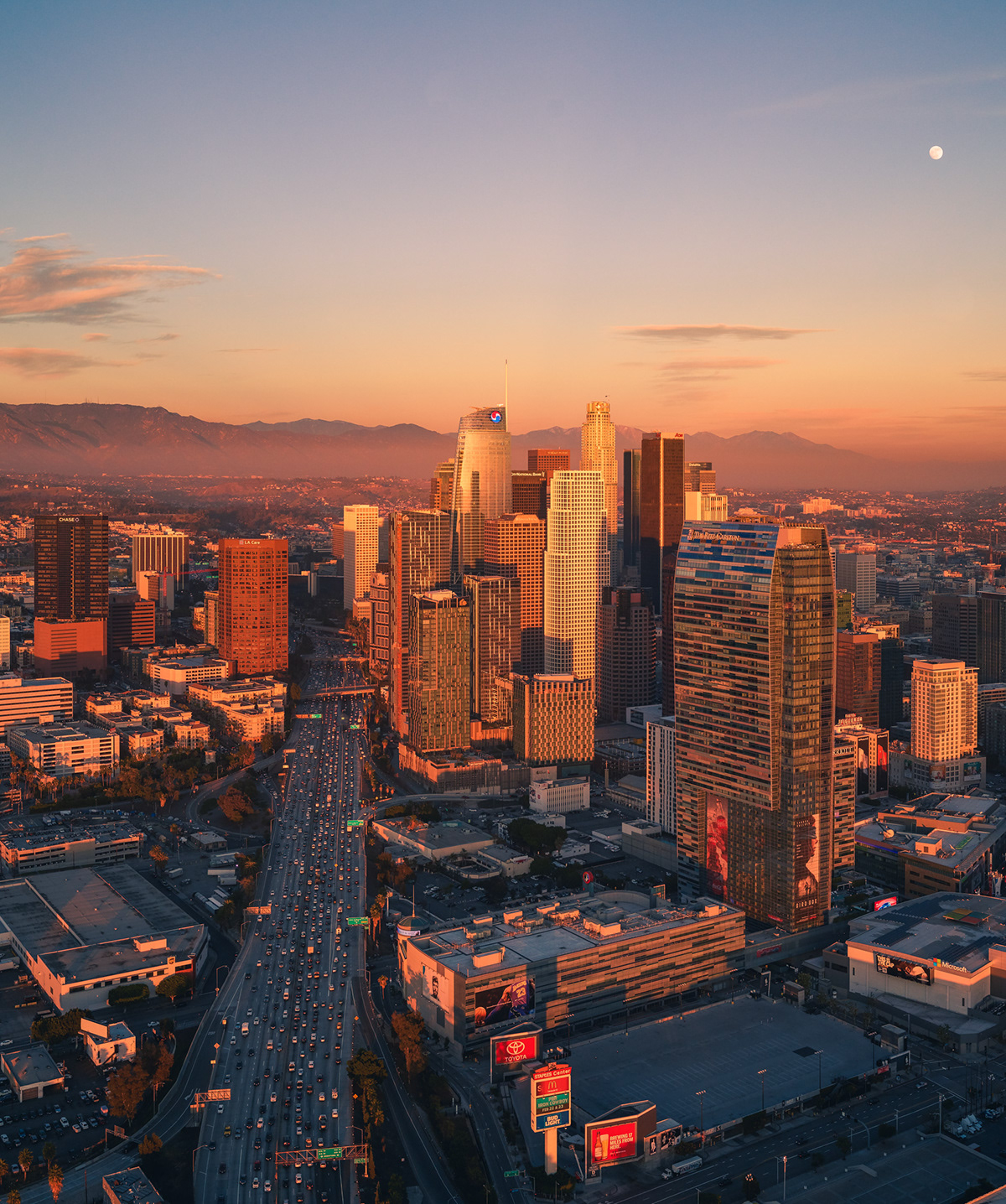Los Angeles Aerial Photography Urban California sunset scenic Landscape skyscrapers Flying la