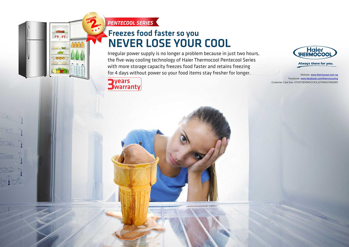 Good Problem haier thermocool Haier Thermocool Freezer Seriously Frozen Advertising  Photo Manipulation  Lawal Kazeem Babatunde