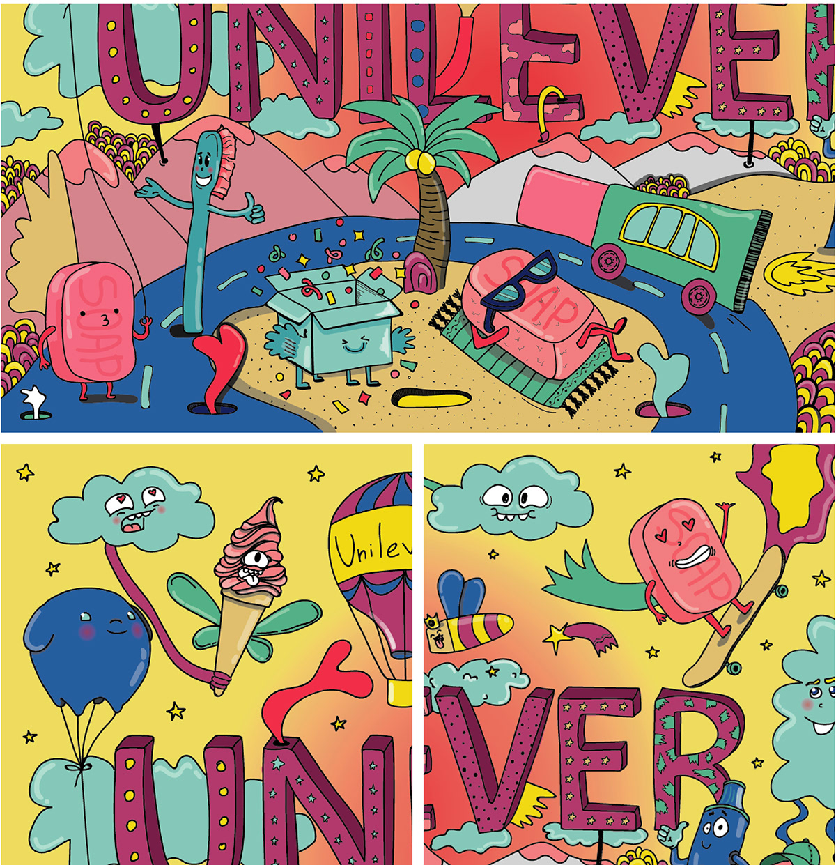 doodle rebranding ILLUSTRATION  design Unilever pantone brend