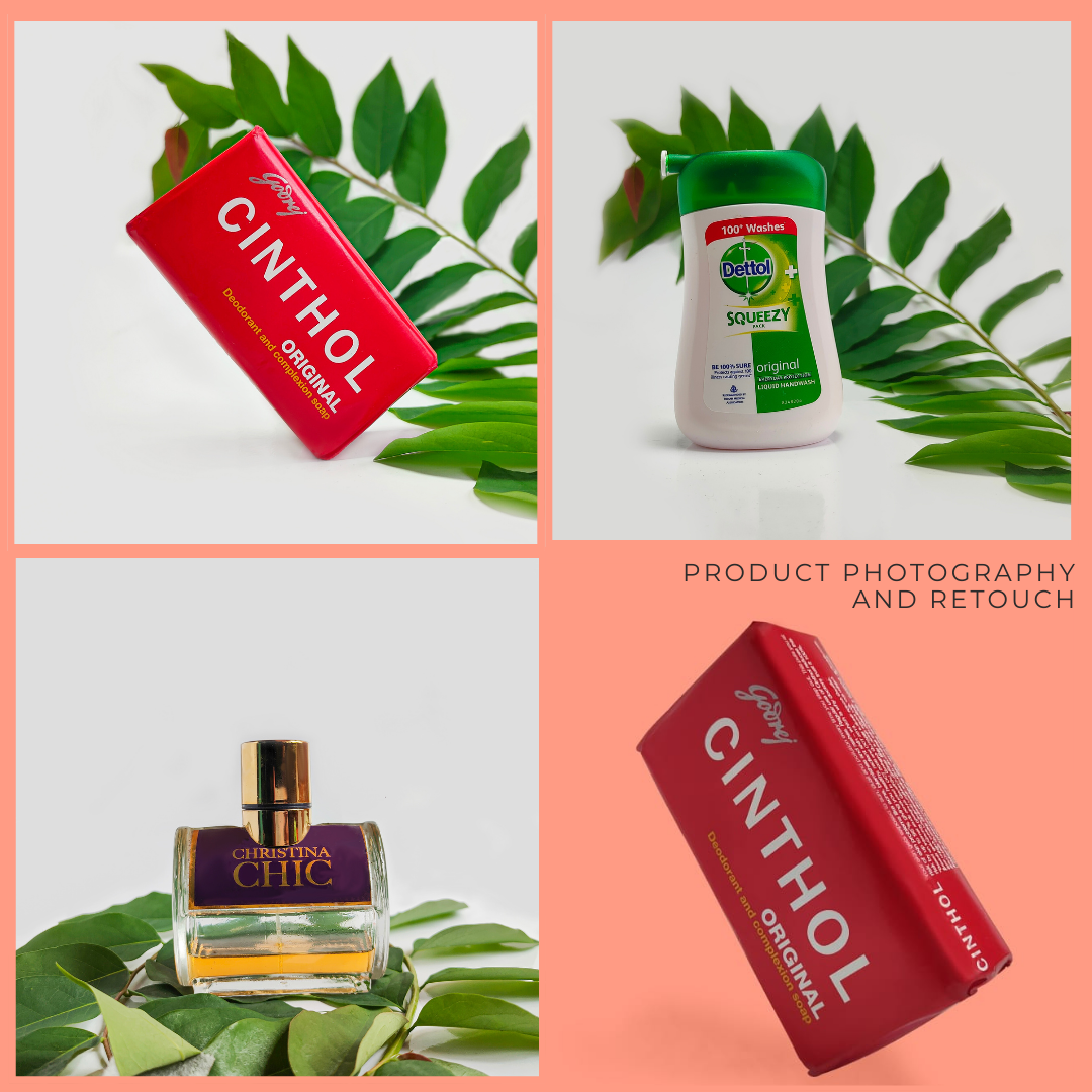 Photography  retouch product dettol cinthol perfume sanitation leaves soap handwash