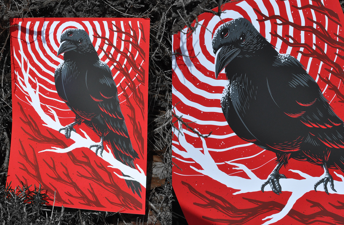 print screenprint poster Game of Thrones poster art bird raven