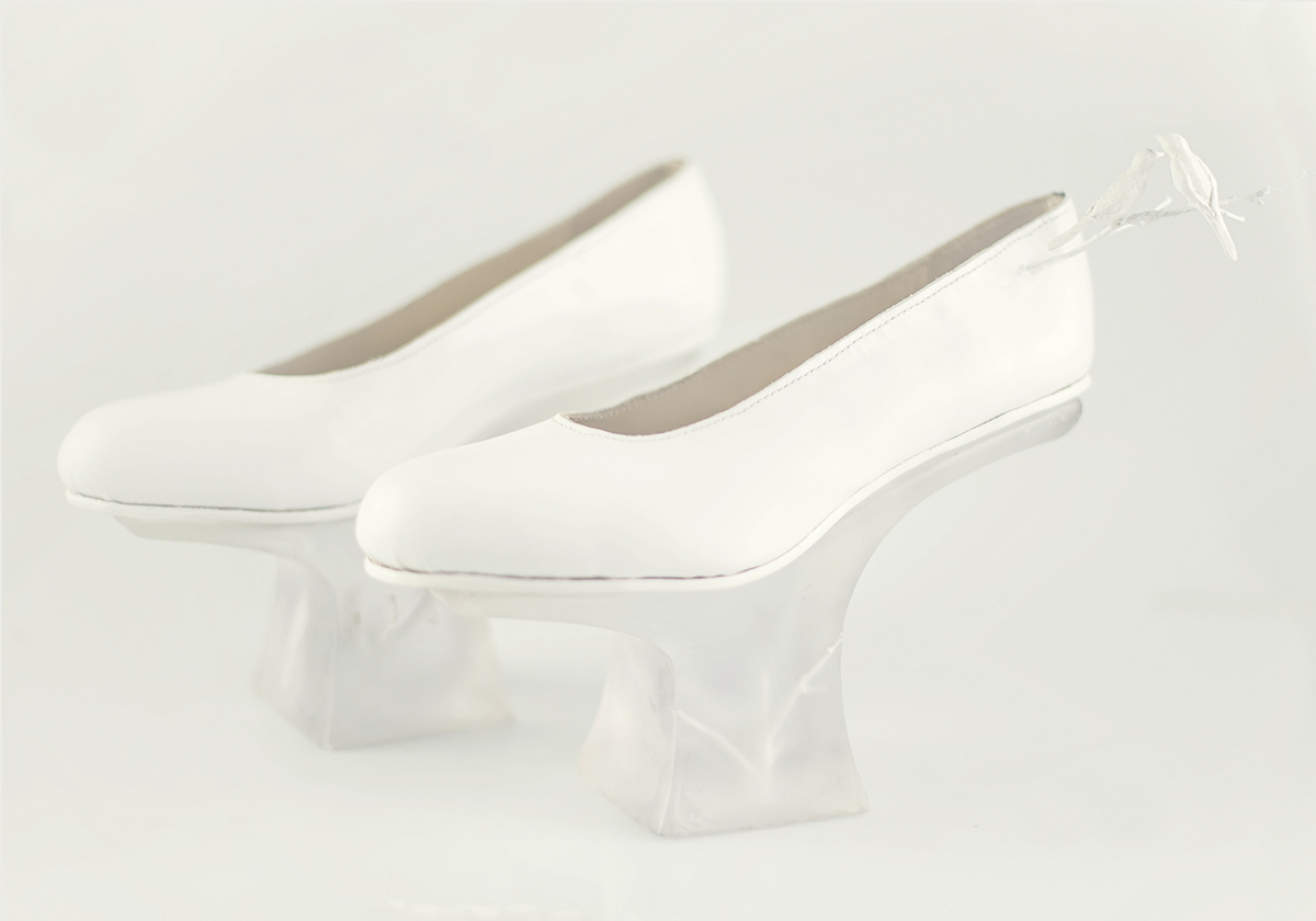 shoes heels wedding handmade leather resin bird accessories