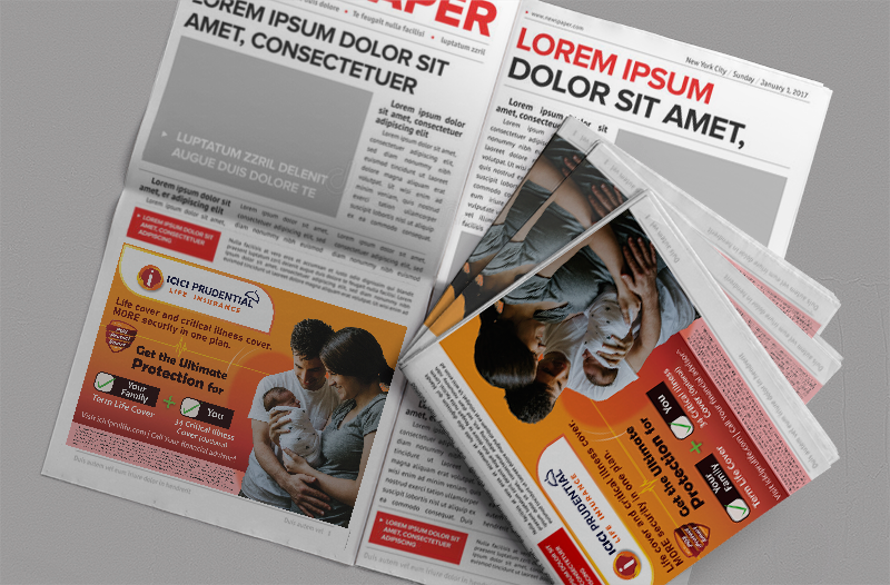 advertisement advertisement design Advertising  Bank branding  design insurance Newspaper Ad newspaper ads print design 