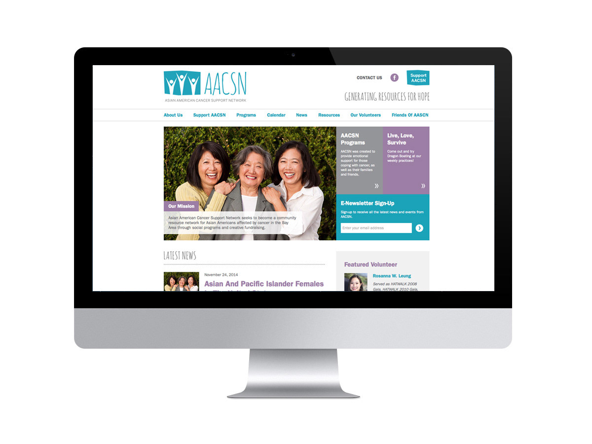 aacsn Asian American cancer nonprofit network survivor network website redesign Logo redesign wordpress