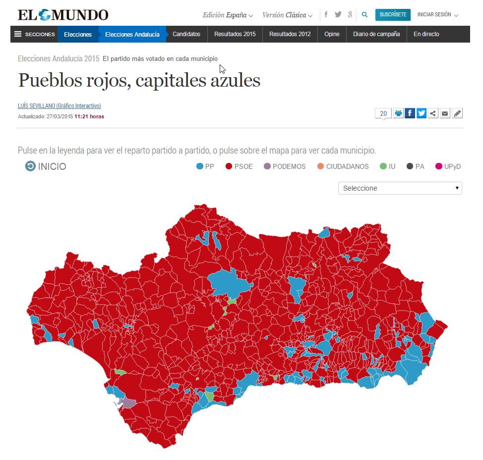 spain andalucia D3js html5 json Excel Election result results party interactive graph map dataviz Data