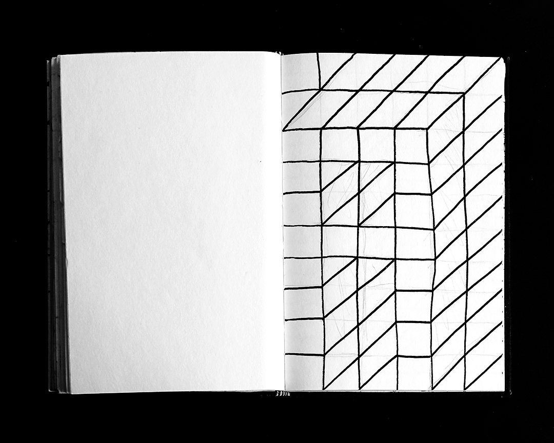 grid sketch typedesign typo Minimalism black and white geometric 3D shapes