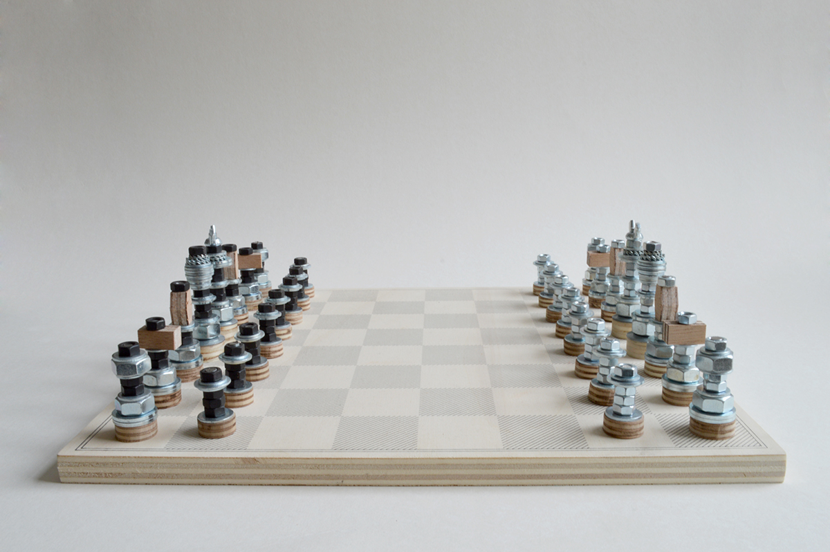 game Jeu d'échecs chess valerian henry design sérigraphie silk screen play toy wood Valérian Henry metal steel plywood