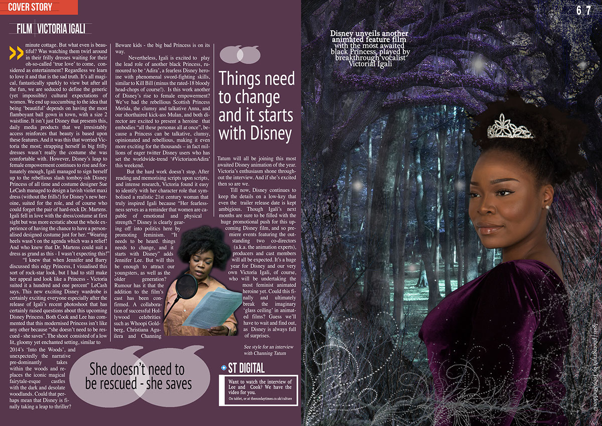 magazine photoshop coursework Princess fairytale fiction fantasy cover doublepage sundaytimes
