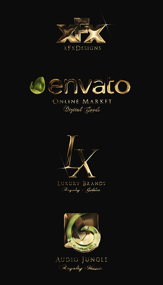 video effects xFxDesigns after effects glossy gold golden light logo luxury reveal