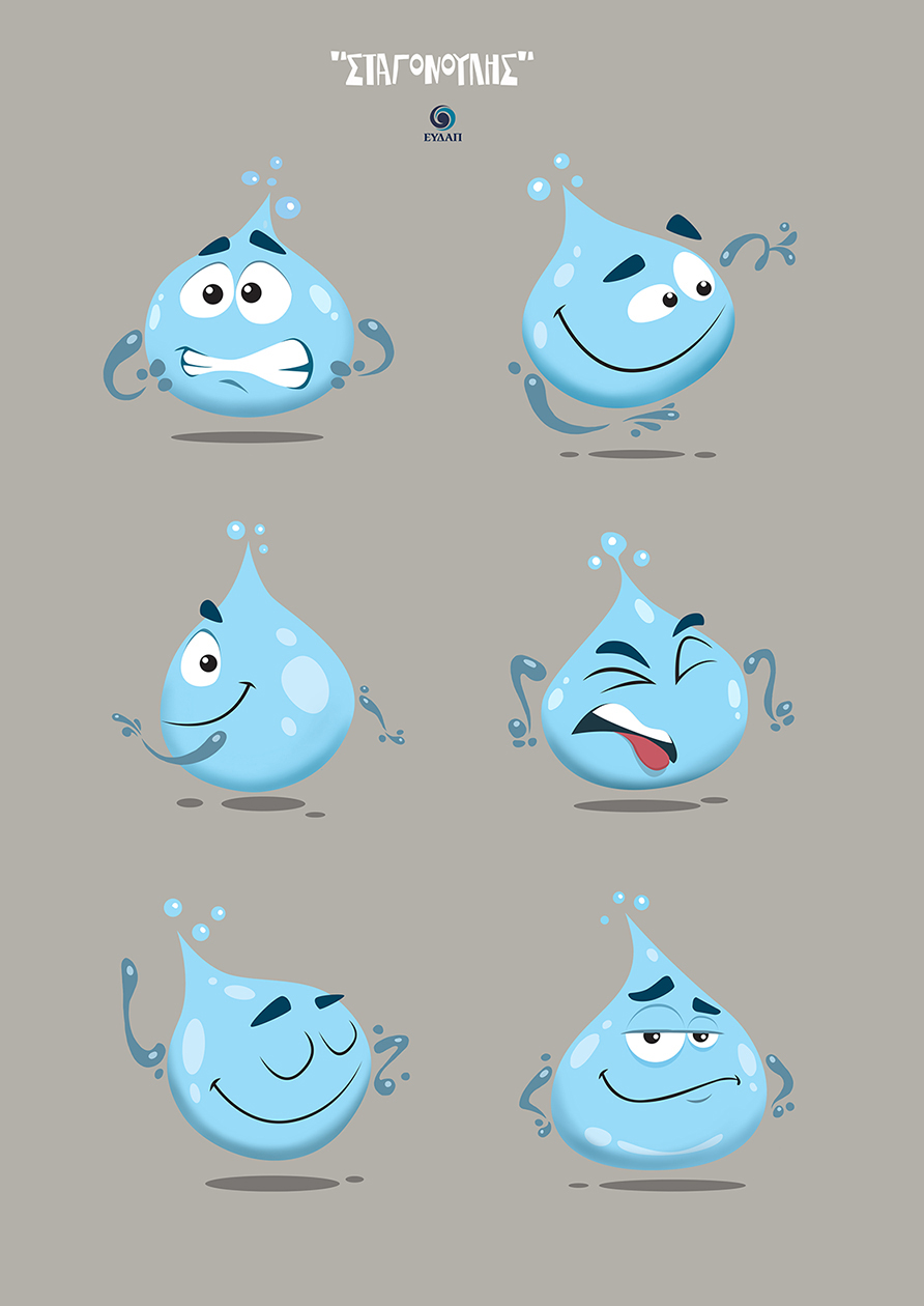 cartoon character desoign EYDAP Mascot water company