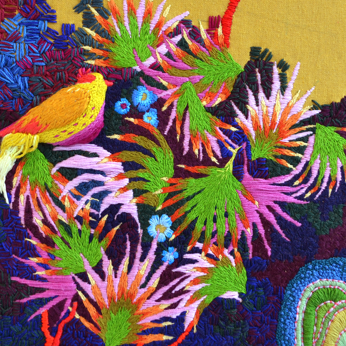 Embroidery Textiles textile design  pattern Stumpwork collage thread art dye digital print