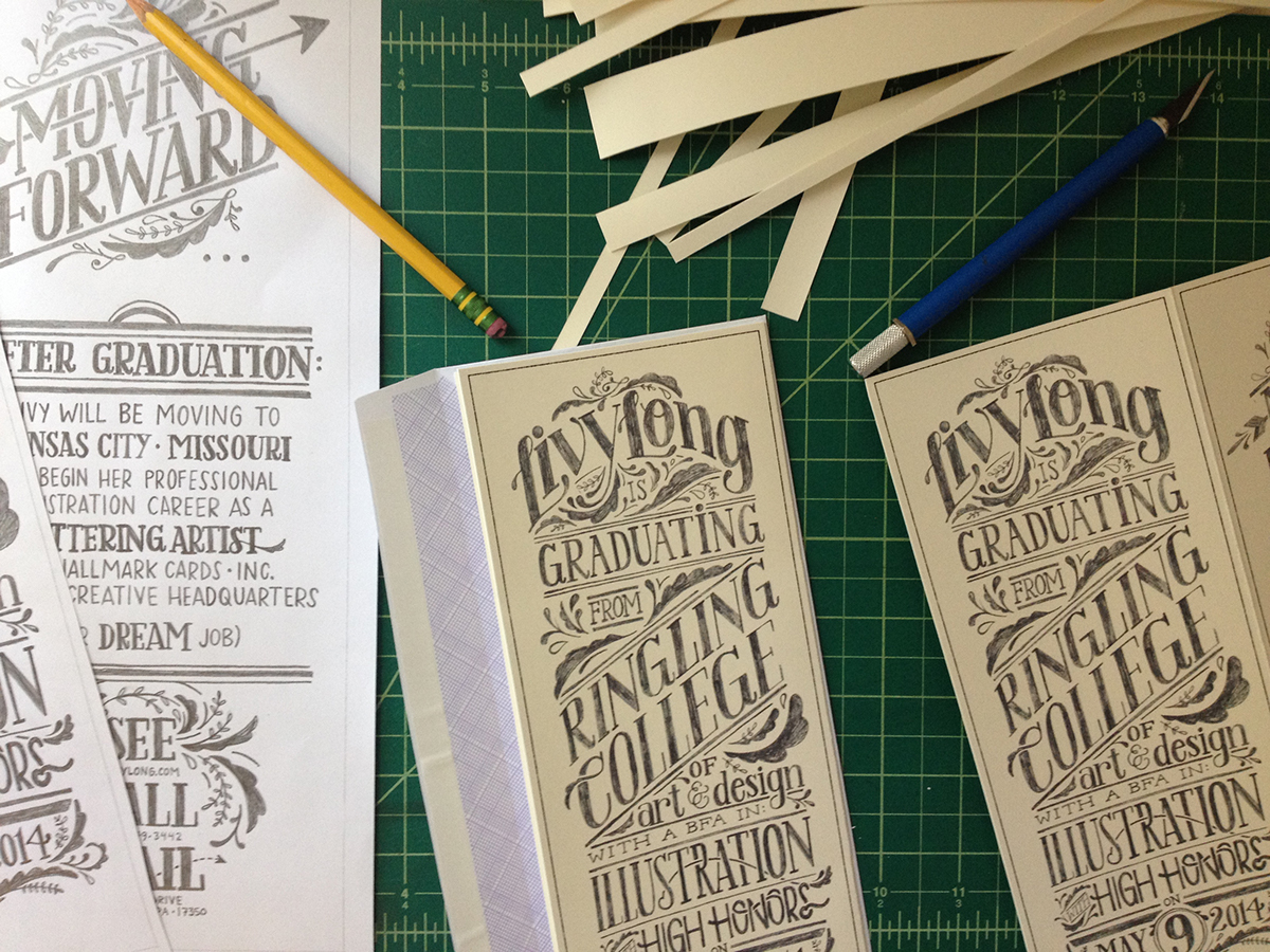 ringling college HAND LETTERING lettering Pencil drawing graduation announcements