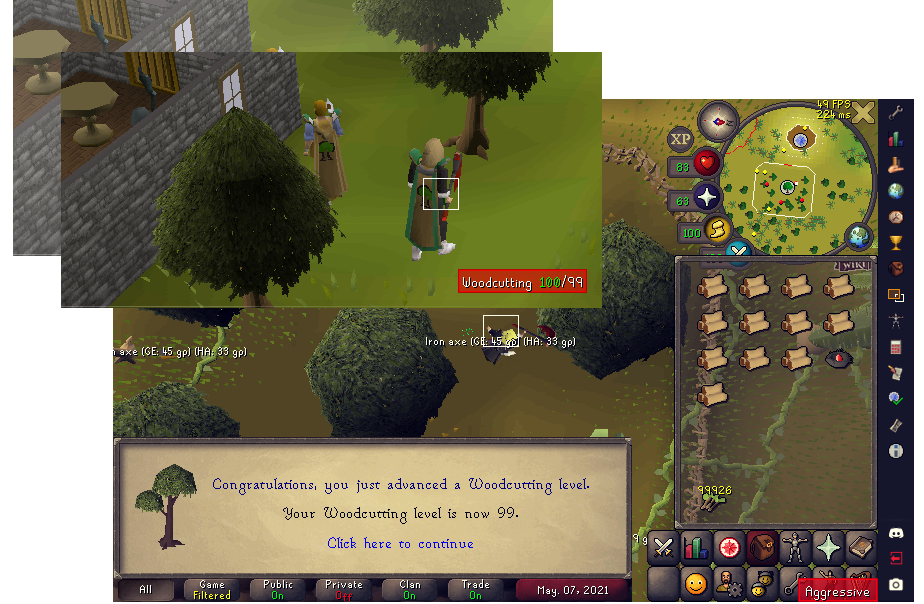 The 99 Woodcutting cape & Level 99 Woodcutting - 2t wc - 2t 2 tick teaks