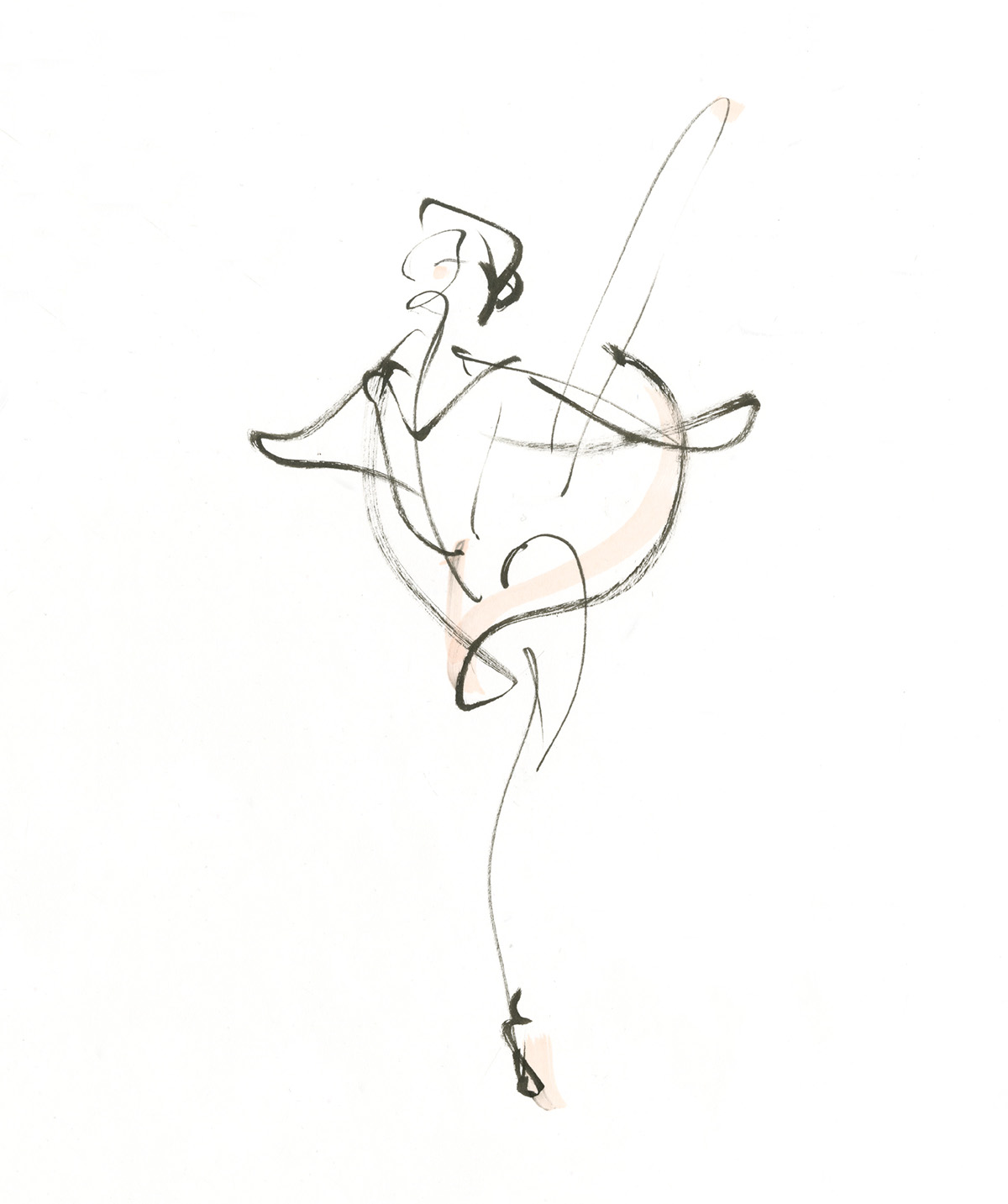 ballet DANCE   fashion illustration gesture ink copic marker sketch
