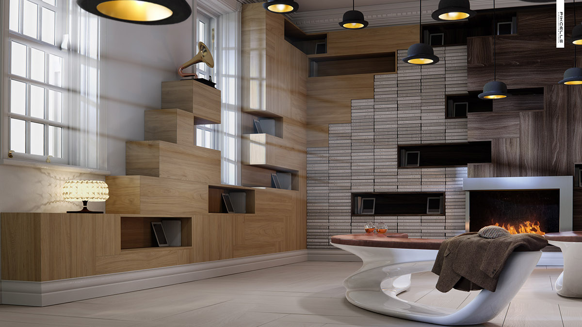 3D CGI visualisation design Interior photorealism contemporary kitchen Office bedroom livingroom