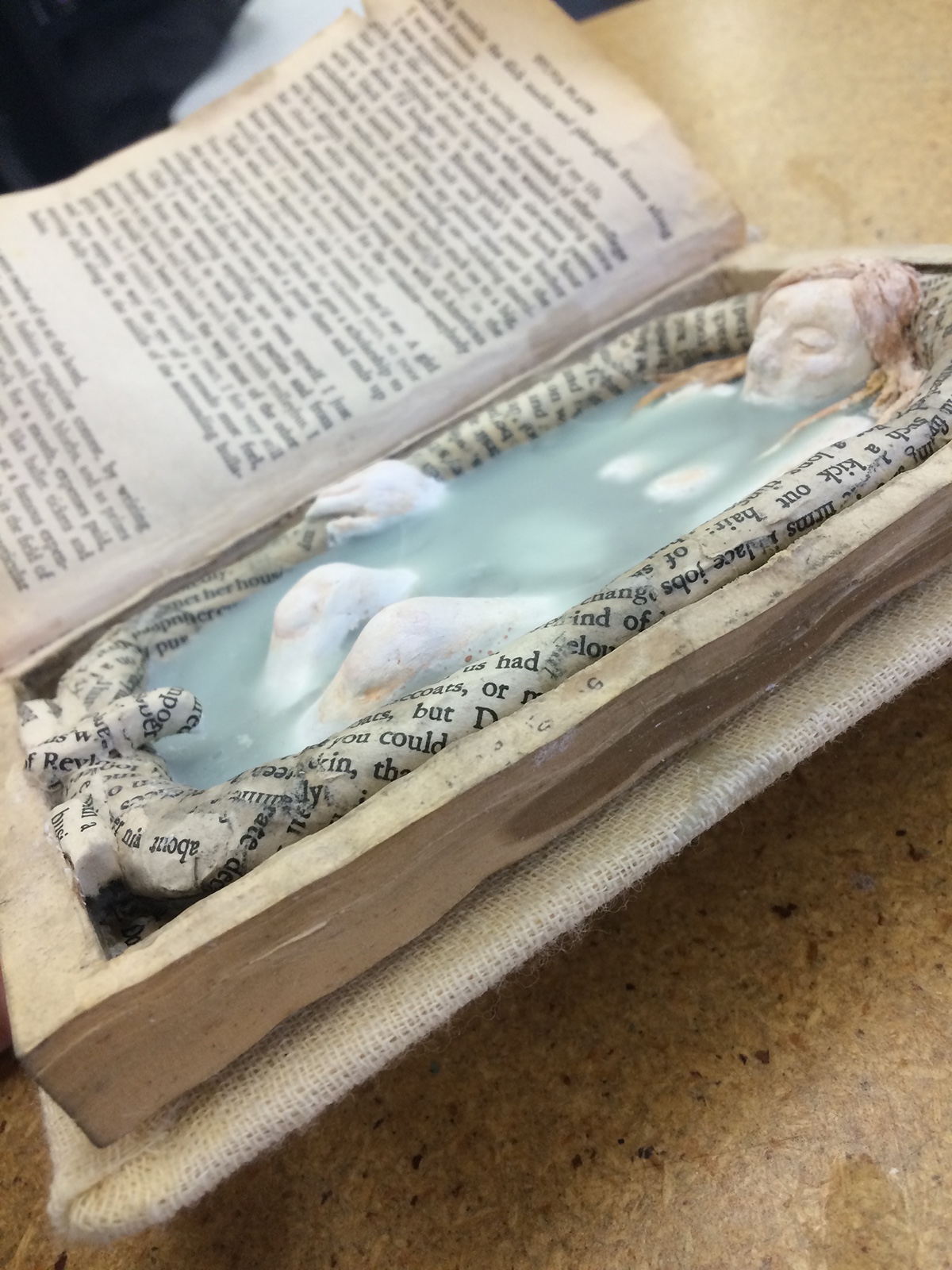 The Bell Jar sylvia plath altered book book art low-relief wax paper mache Bookbinding