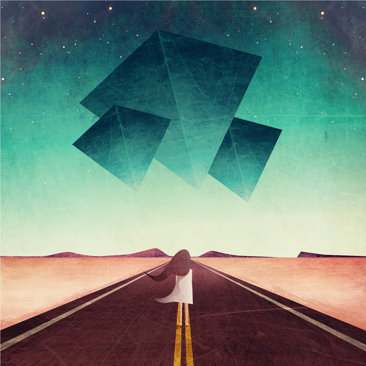 pyramid road desert Space  star girl