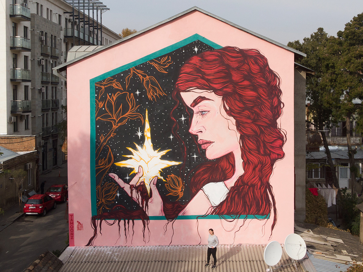 Georgianstreetart redhead star Street Art  tbilisistreetart wallpainting