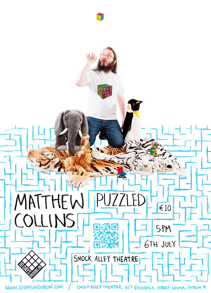 gig poster archaeology archaeologist excavation fossils party QR Code Belfast band hand drawn Colourful  comedian Crossword puzzle