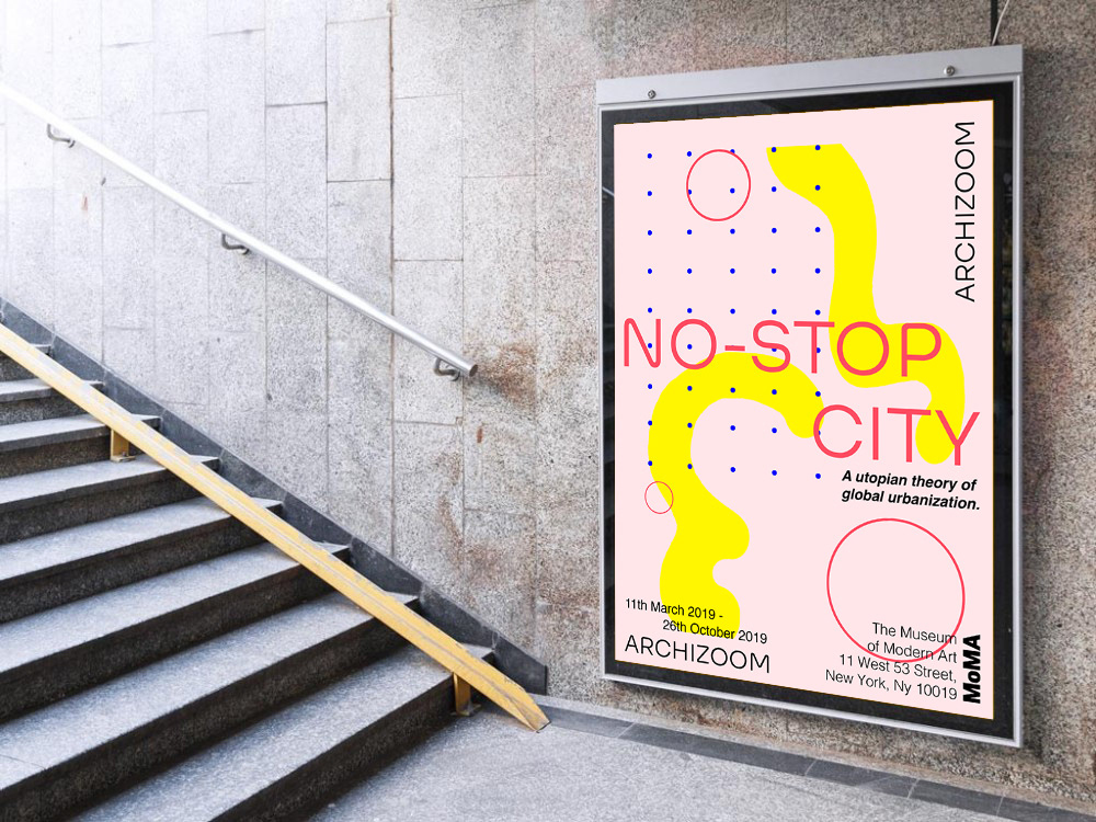 graphic design  architecture Archizoom no stop city Exhibition  merchandise digital poster poster postcard information card