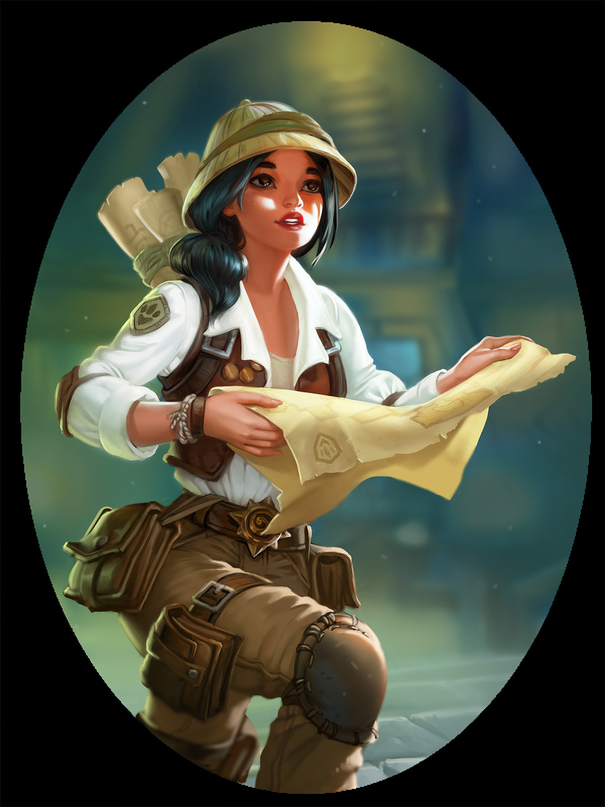 hearstone uldum Blizzard cardgame card cardgameillustration explorer quest girl fantasy