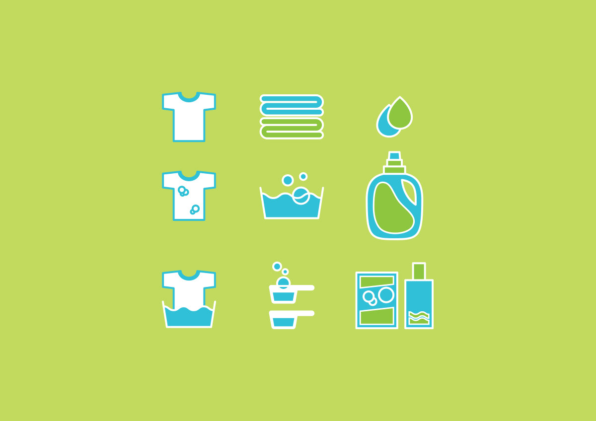 laundry minimal Icon branding  Custom green cleaning India Hyderabad Logo Design