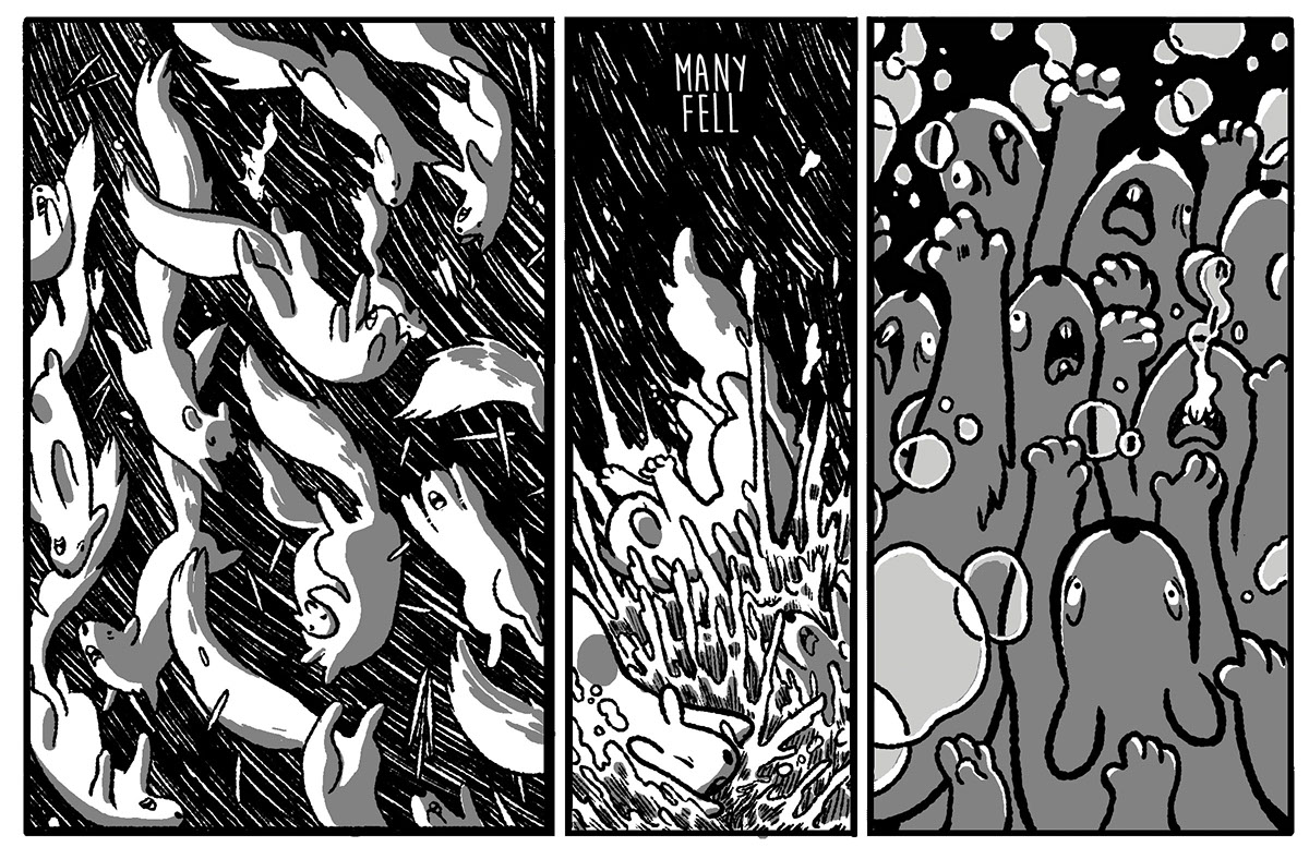 comic Sequential Art digital photoshop cute sad spooky dark short short story black and white squirrels animals small animals Supernatural