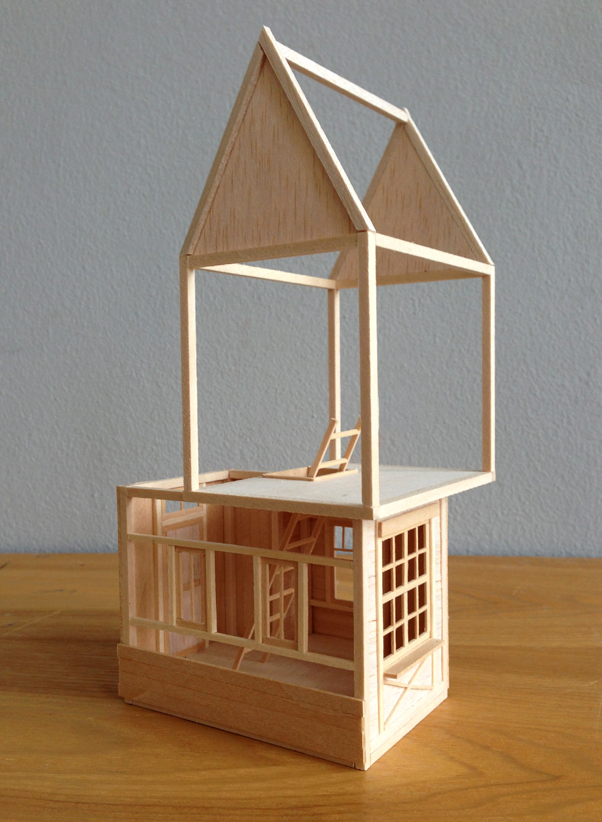 Balsa wood Miniature craft sculpture model architecture houses maquette