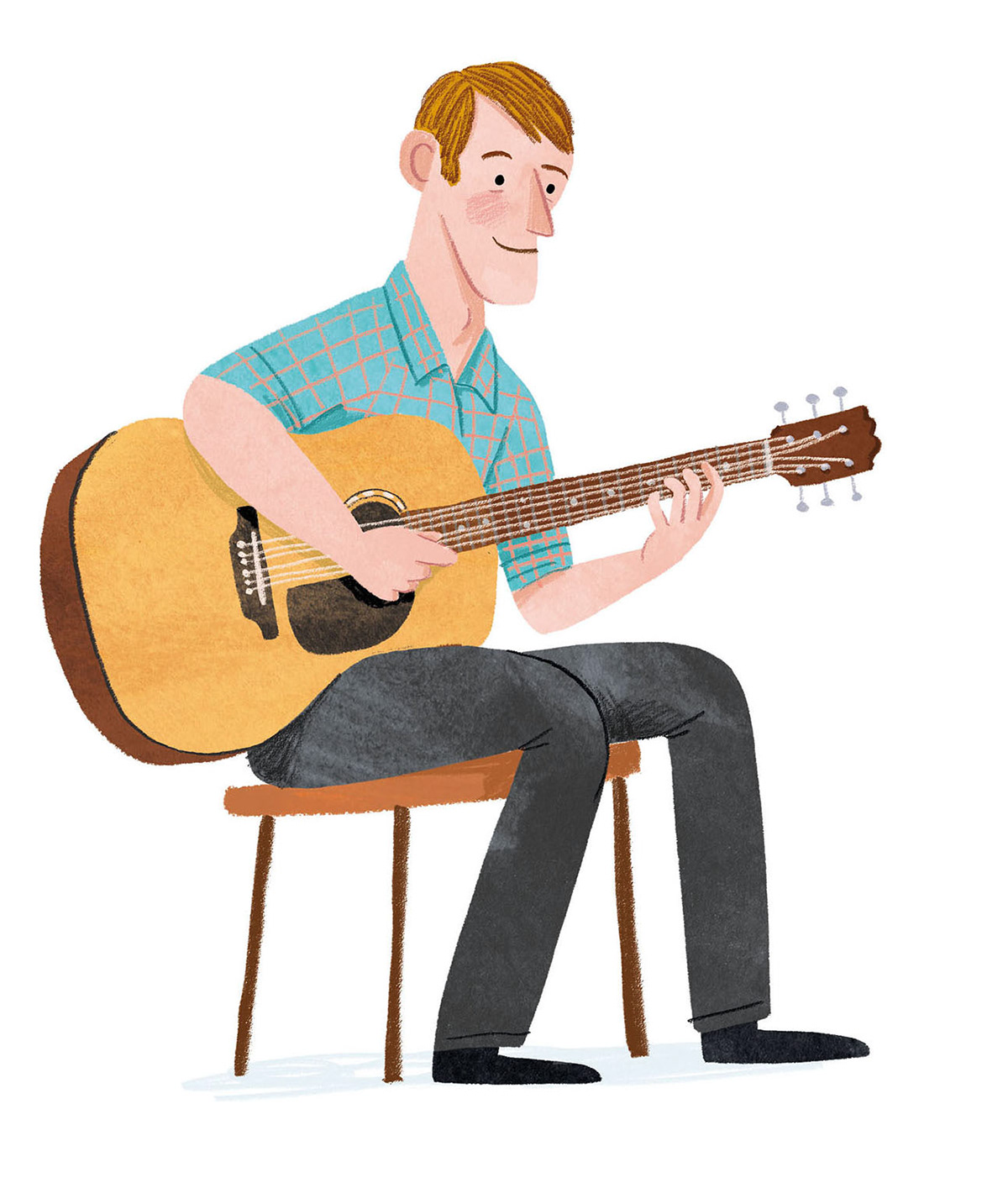 male teacher playing guitar