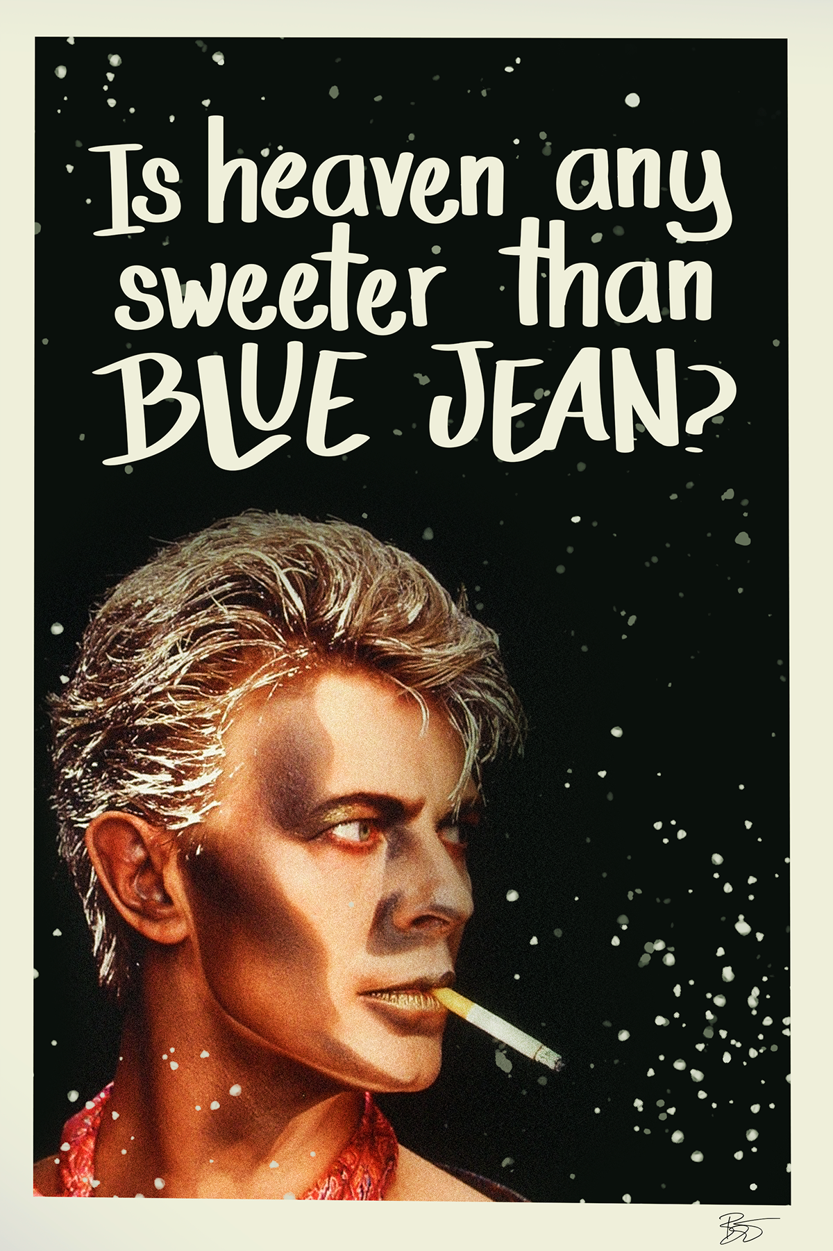 font Typeface david bowie handwritten handwriting blue jean poster download free personal use