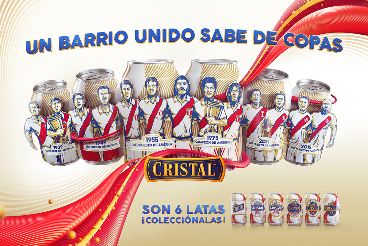 cristal soccer cerveza america Latas collectible can copamerica beer brand identity Cervezacristal