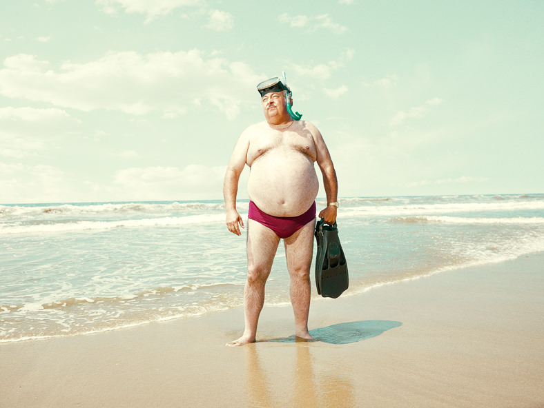 beach Ocean confidence Character humor series color vintage lighting man portrait Speedo swimmer summer comfort