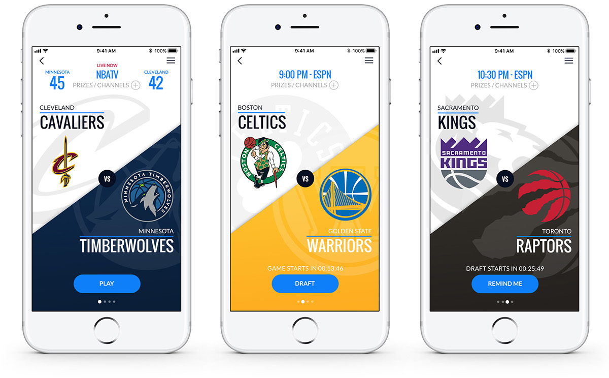 fantasy sports two screen live data NBA Basketball mobile game LeBron James Split screen experience gamification mobile design Professional Sports