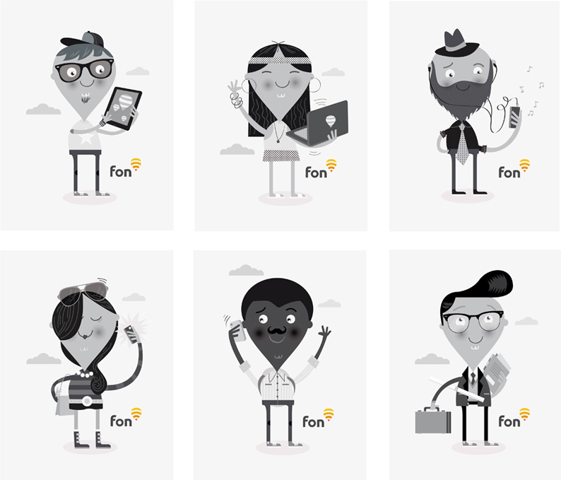 Fon wifi network Global diseño Character personajes agencia identidad