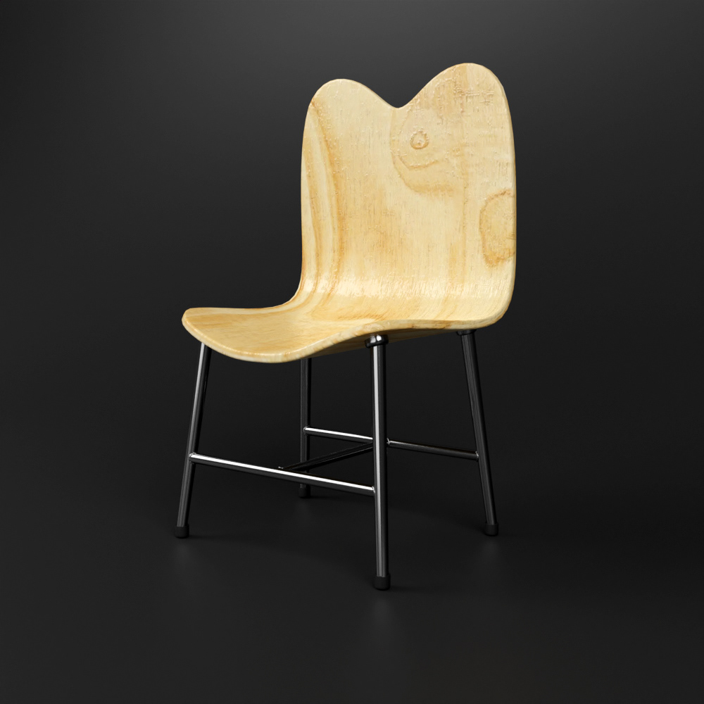 seat wood architecture 3D Render chair industrial furniture design