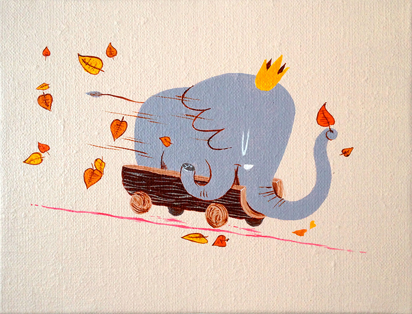 story Graphic Novel children's book paint canvas acrylics elephant lumberjack