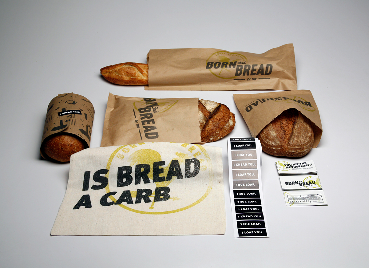 bread farm Sustainability logo brand pattern black craft paper bag drawstring bag screen print TWINE texture