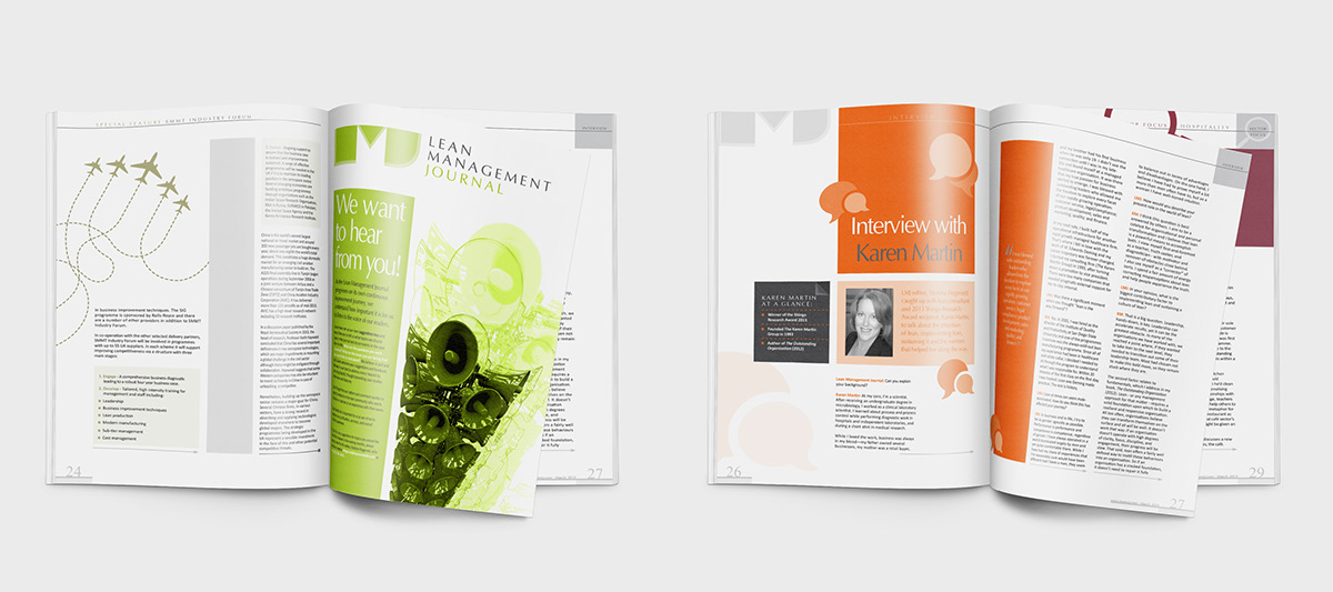 LMJ Lean Management Journal Sayone Media Lean management magazine Magazine design publication layouts spreads business