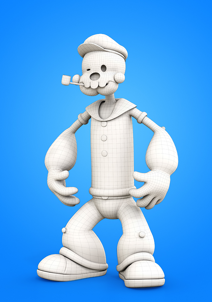 Popey the Skullman cartoon 3D popart skull modo
