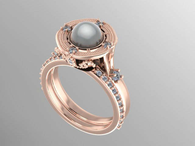 CAD Design clover diamonds floating jewelry Jewelry Design  matrix pearl Rose Gold Jewellery