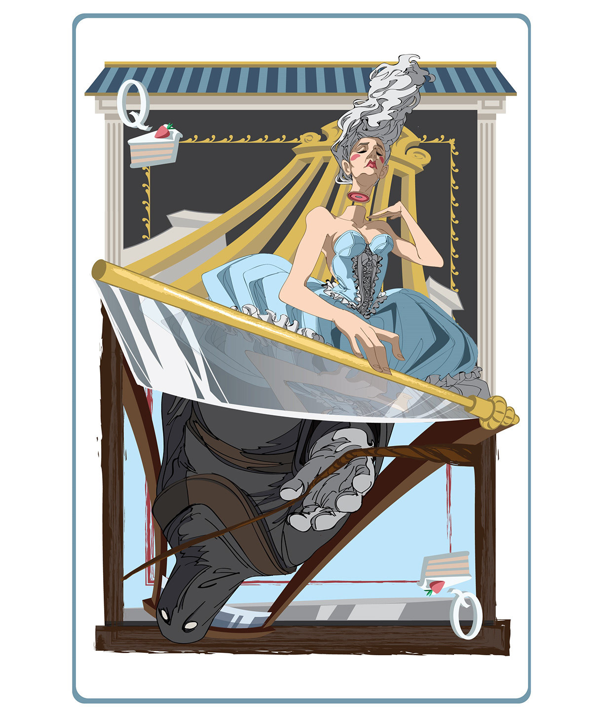 playing card Trading Card marie antoinette guillotine ILLUSTRATION  Digital Art  fortune flip French
