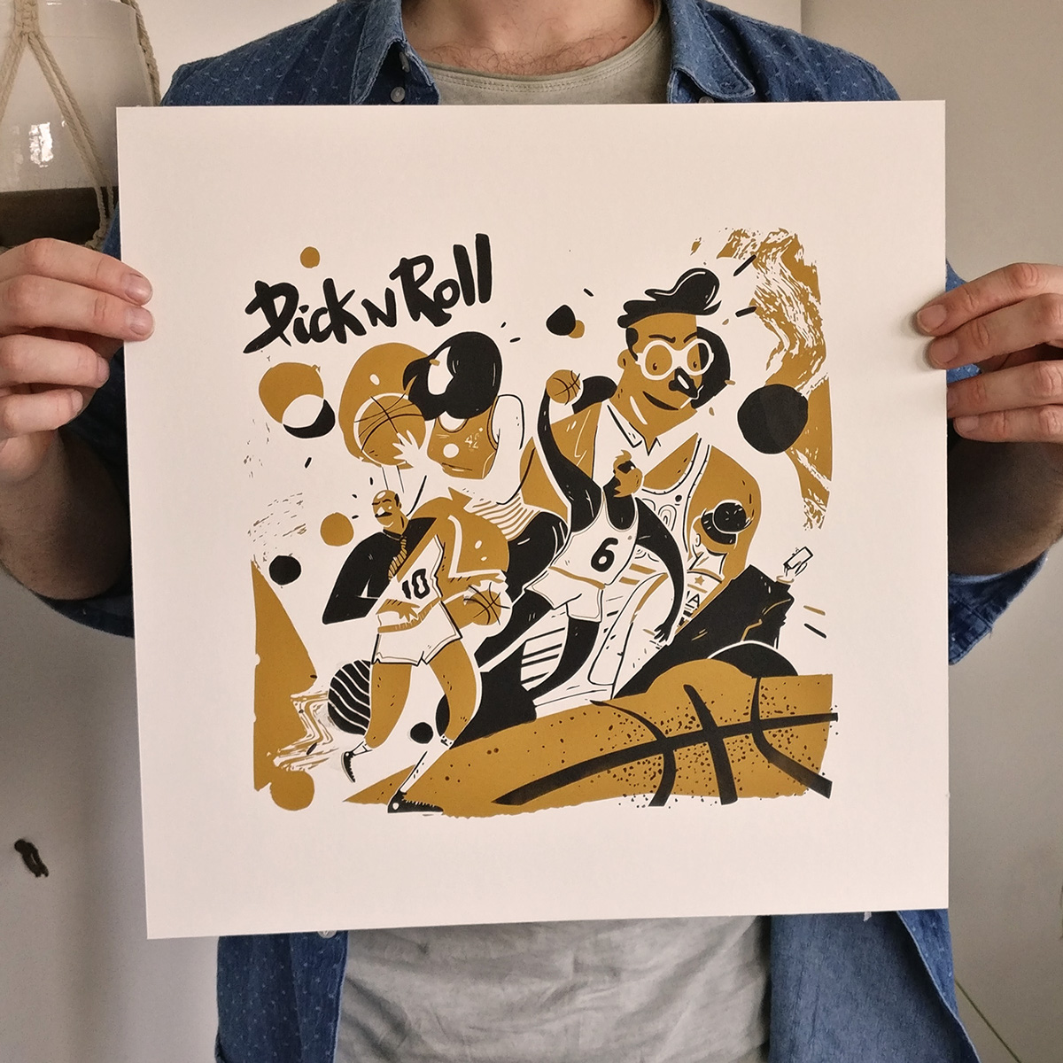 Serigraphy print screenpirnt poster basketball Boxe backfist picknroll