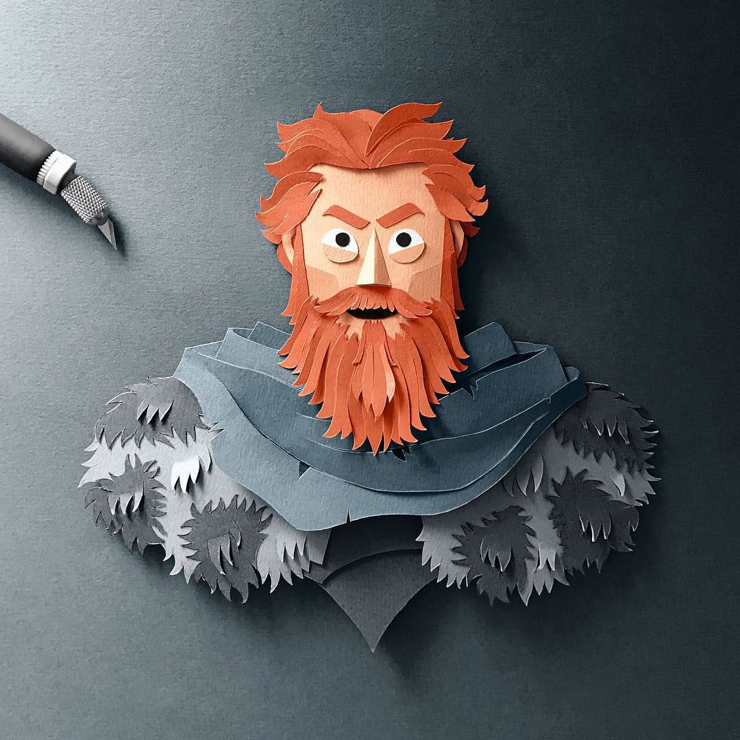papercut paper ILLUSTRATION  papercutting craft Game of Thrones sculpture cut papercraft Character