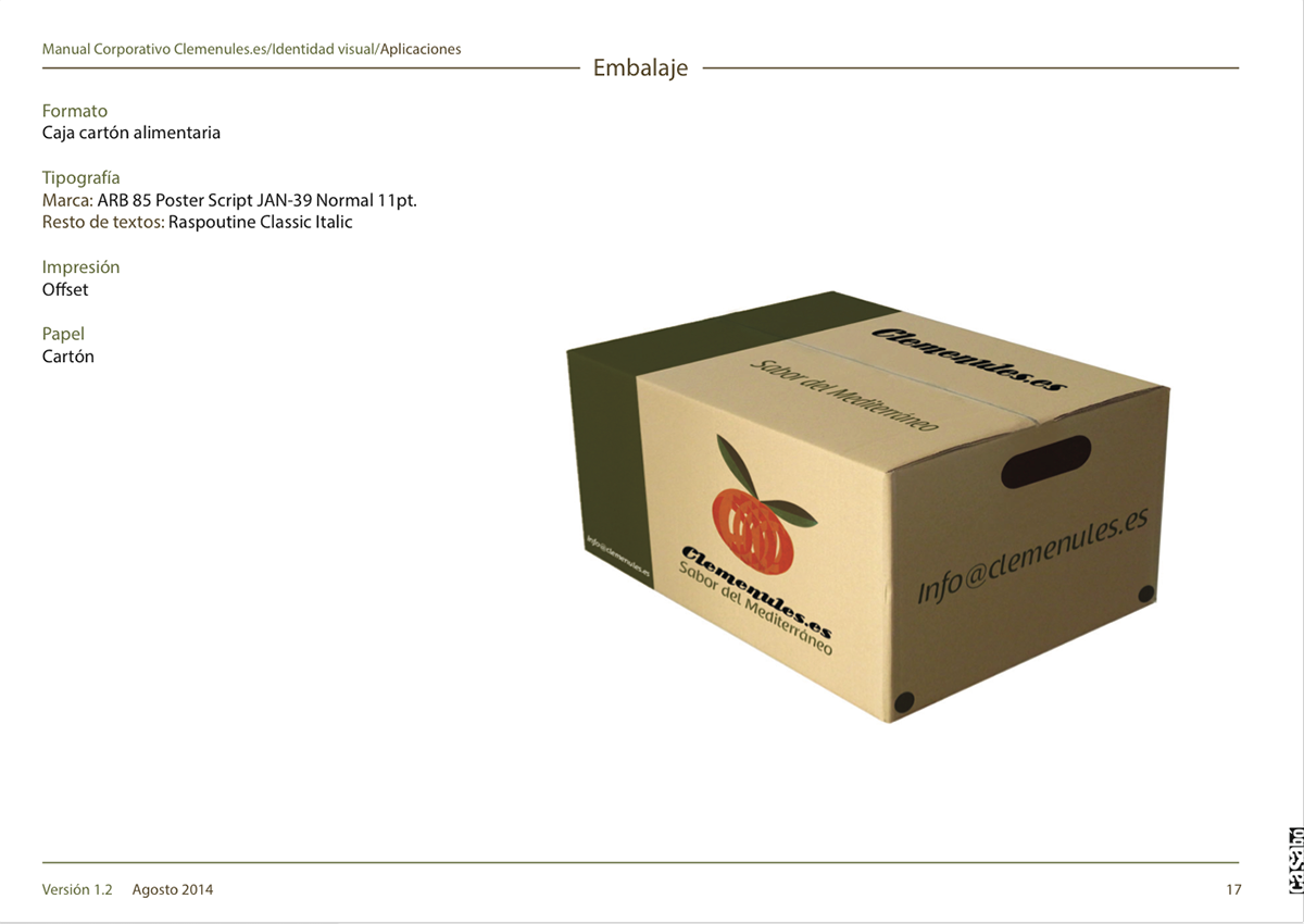 Clemenules.es Sabor del Mediterráneo manual corporativo Casabó diseño gráfico embalajes diseño corporativo dirección artística