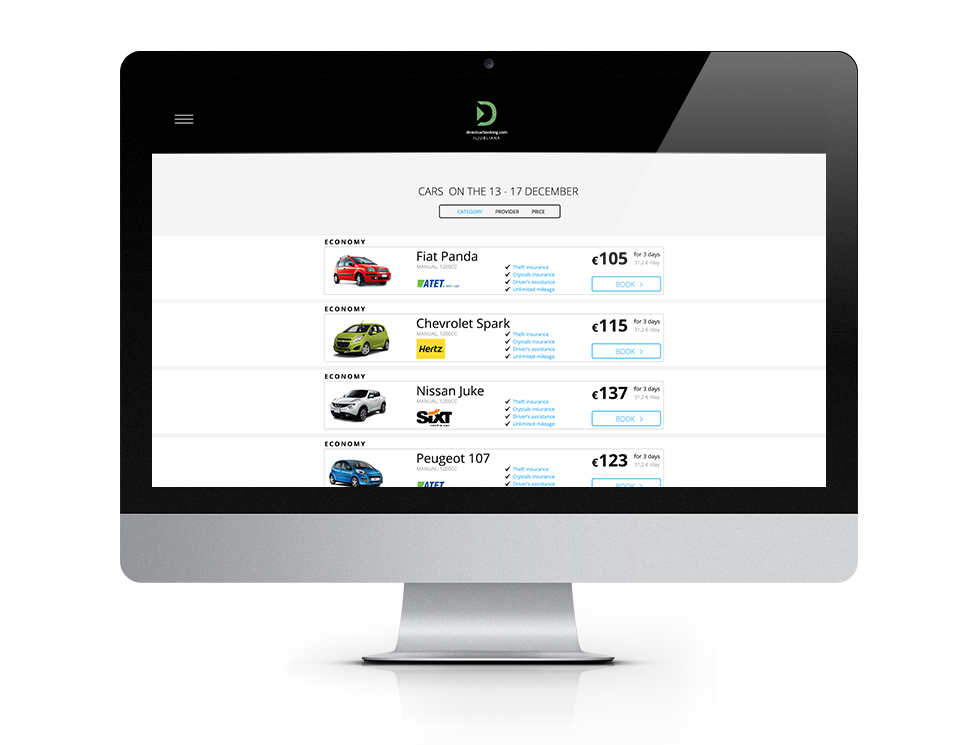 Car rental Marketplace Corporate Identity logo Website