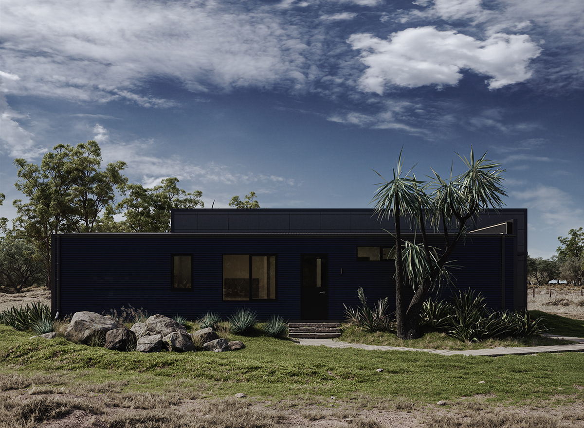 architecture archviz Australia CGI exterior house Landscape metal modular Savannah