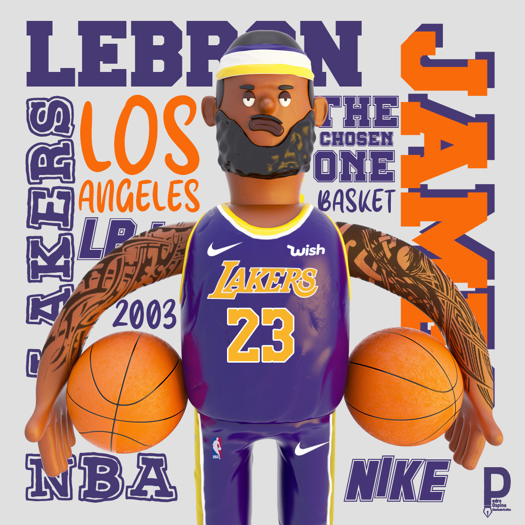 3D basketball Character cinema 4d JEBRON JAMES Lakers NBA poster