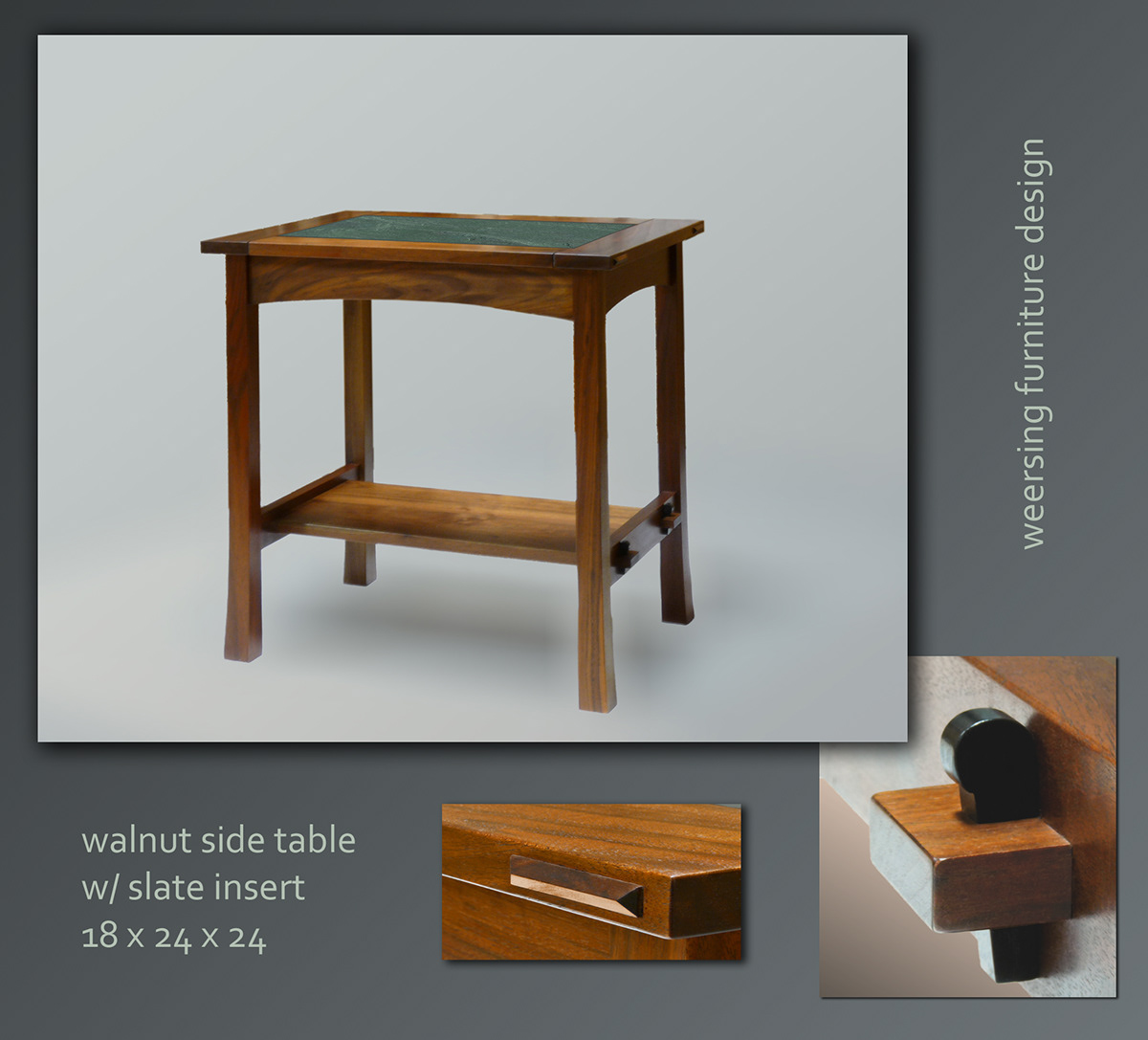 side table walnut table stone top