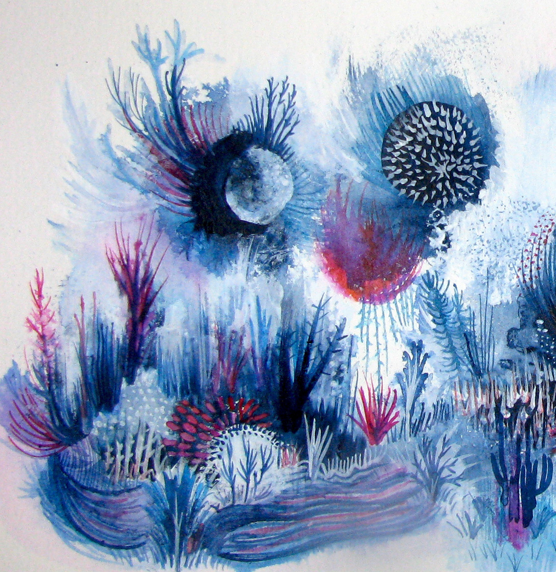 gouach ink aquatic Flora acrylic