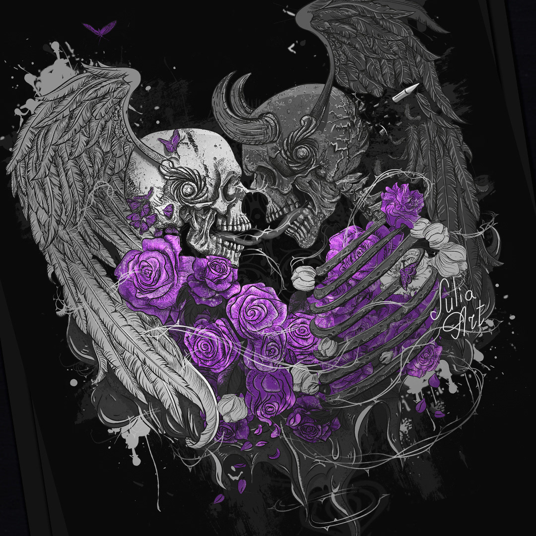 skull tattoo skulls Love Merch t-shirt julia art tee metal music T-Shirt Design